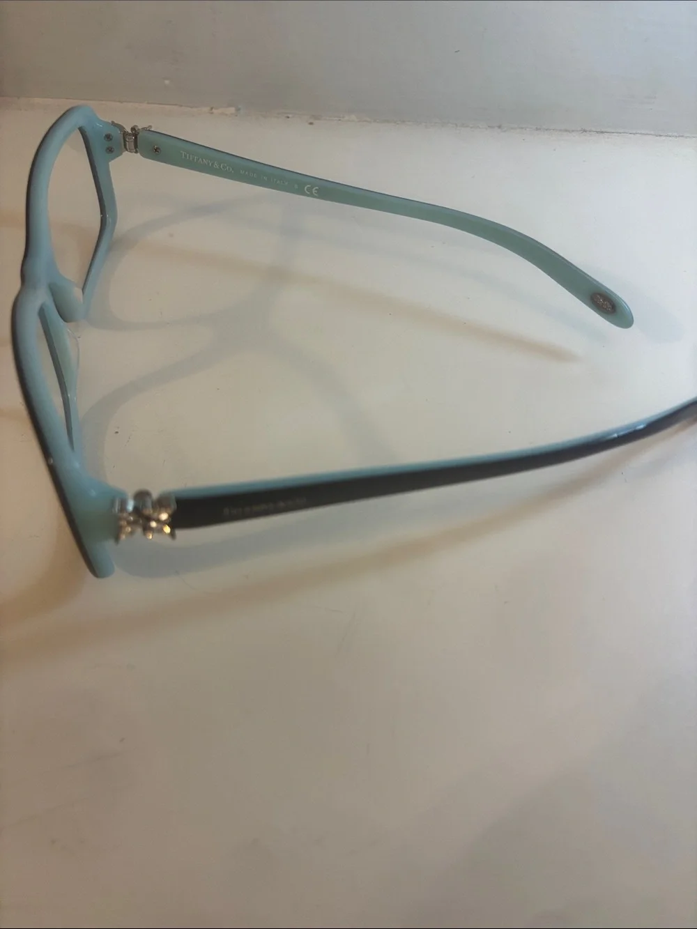 New Tiffany & Co. Black Frame Glasses with Tiffany Blue Temples